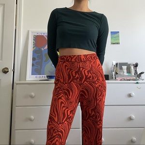 Dark Green Topshop Long Sleeve Crop Top